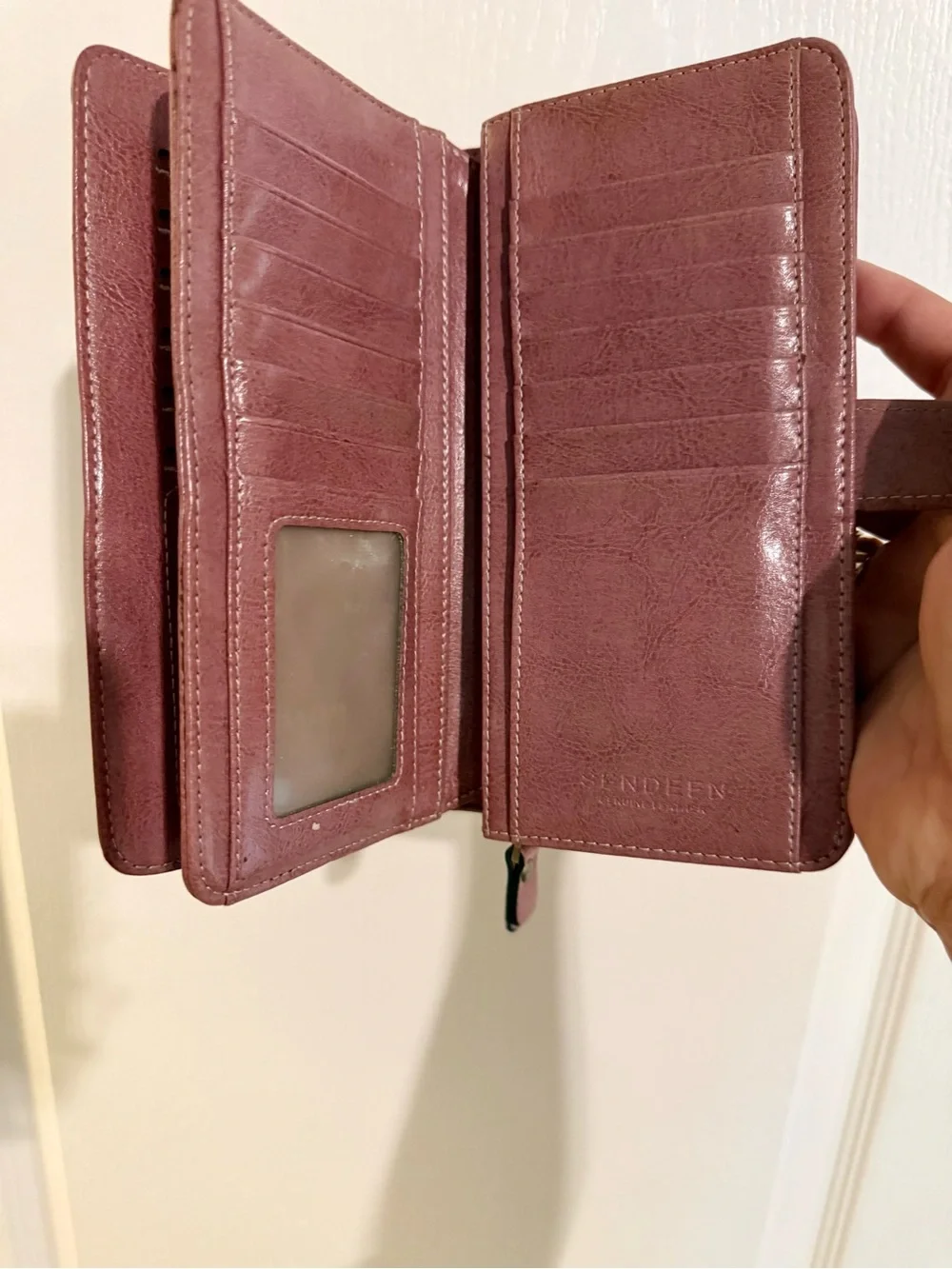 Rose Pink Faux Leather Wallet Clutch with Decorative Button